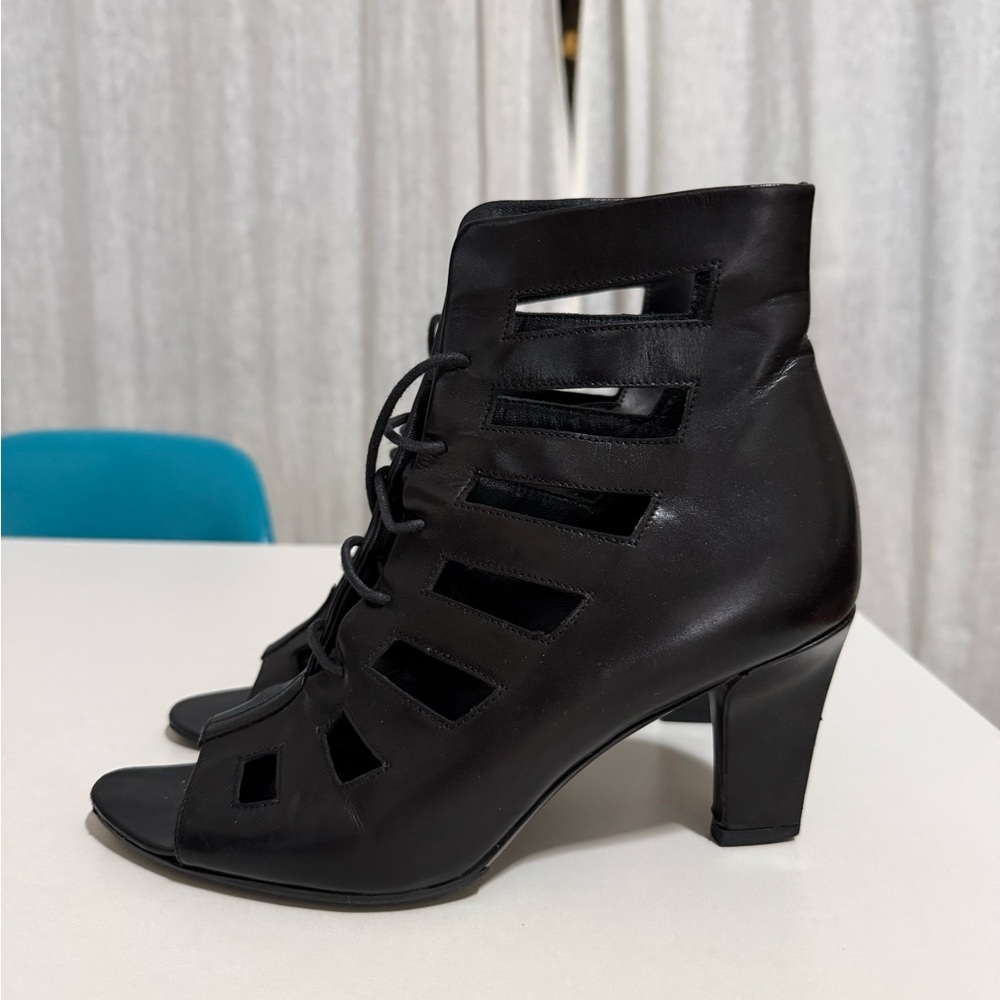 Helmut Lang Black Cutout Lace-Up Ankle Heels